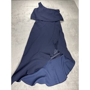 AQUA FORMAL Womens Navy One Shoulder Sleeve Sleeveless Gown Dress 4 **READ**